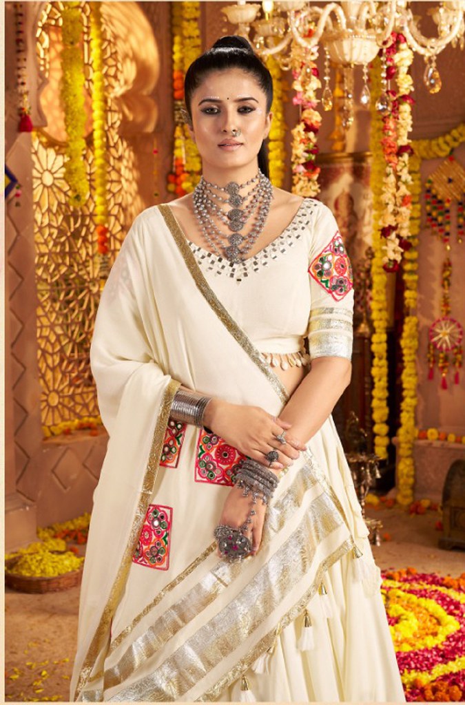 Navrangini Collection White Lehenga Choli