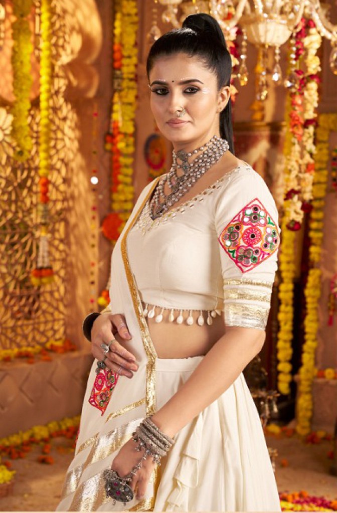 Navrangini Collection White Lehenga Choli