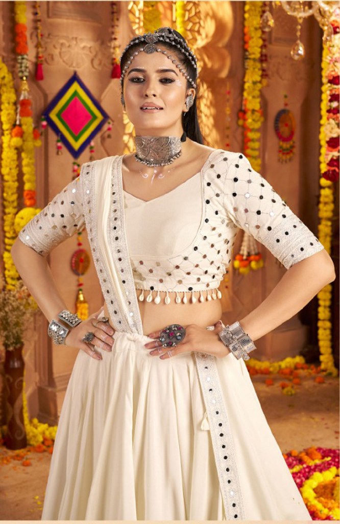 Navrangini Collection White Lehenga Choli