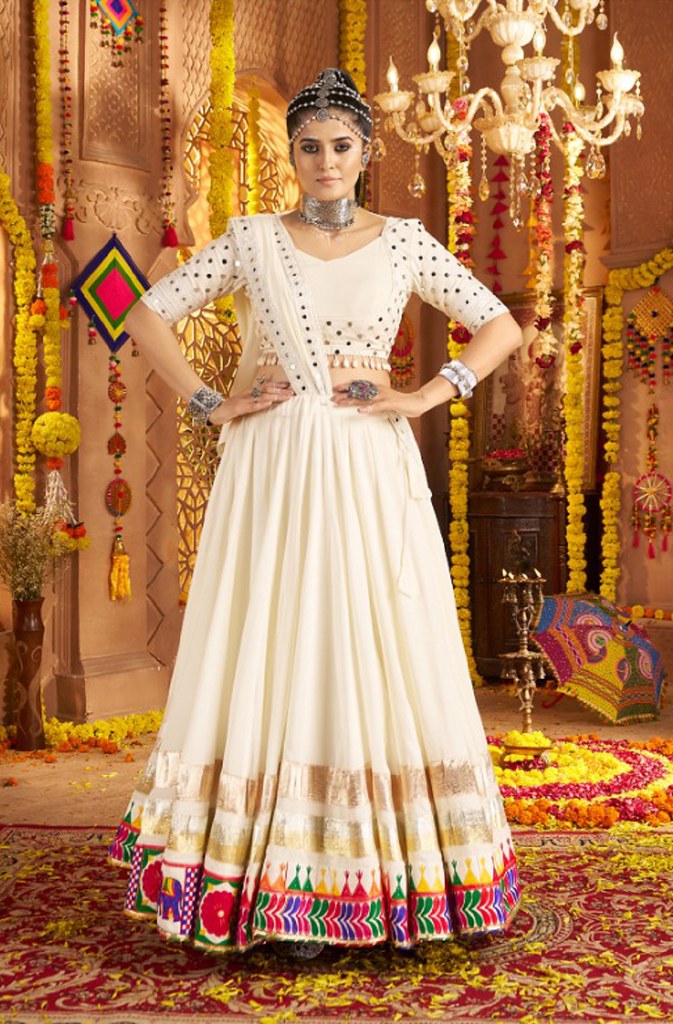 Navrangini Collection White Lehenga Choli
