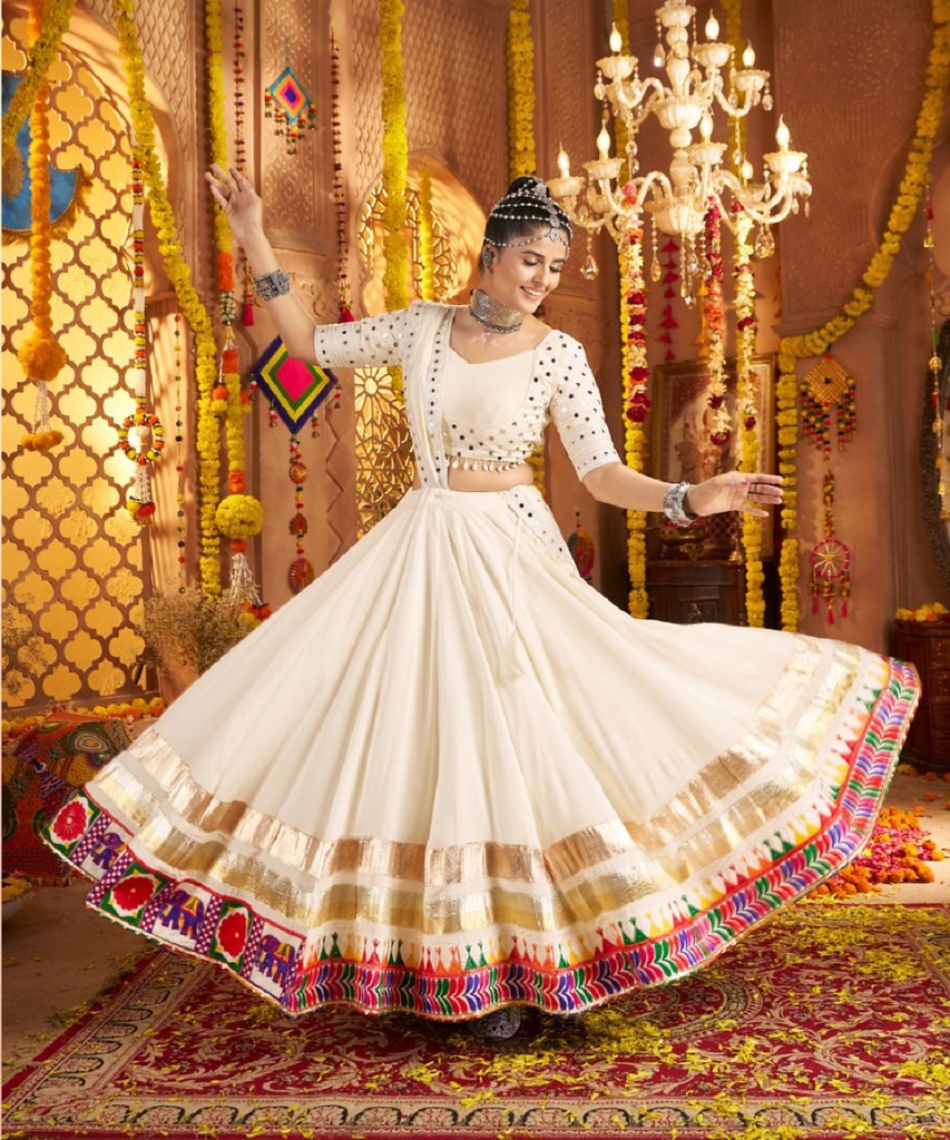 Navrangini Collection White Lehenga Choli