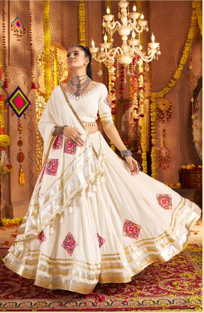 Navrangini Collection White Lehenga Choli