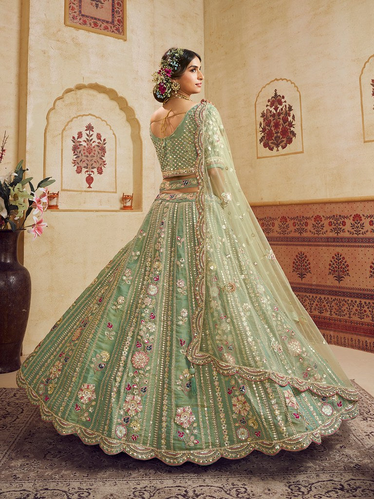Saaz Collection Green Net Lehenga Choli