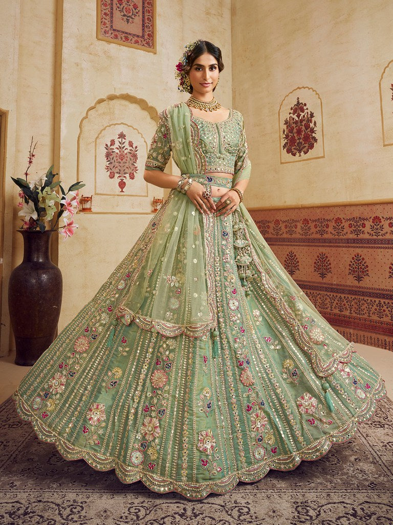 Saaz Collection Green Net Lehenga Choli