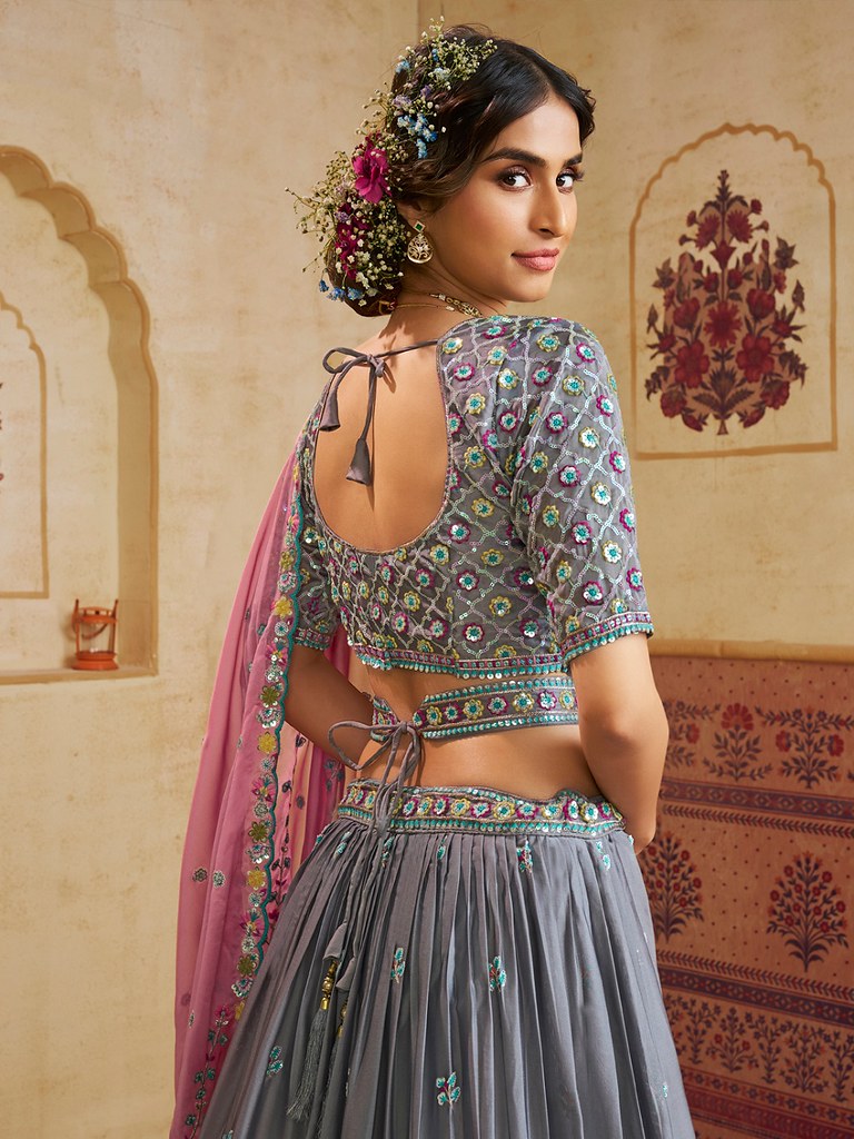 Saaz Collection Grey Lehenga Choli