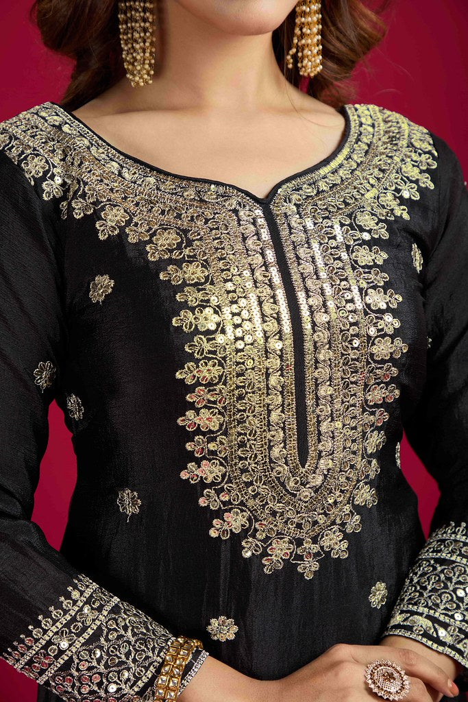 Tisya Designer Salwar Suit Black