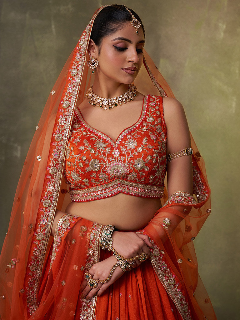 SilkSandhya Lehenga Set Orange