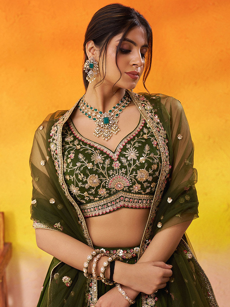 SilkSandhya Lehenga Set Olive