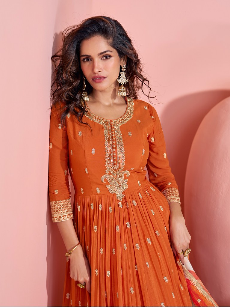 BloomSplash Gown Set Orange