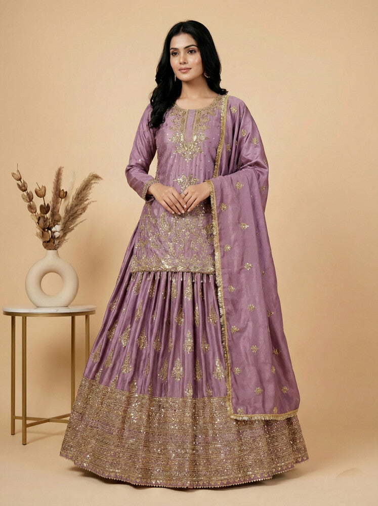 Sanskar Weave Lehenga Choli Lavender