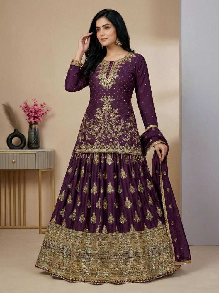 Sanskar Weave Lehenga Choli Wine