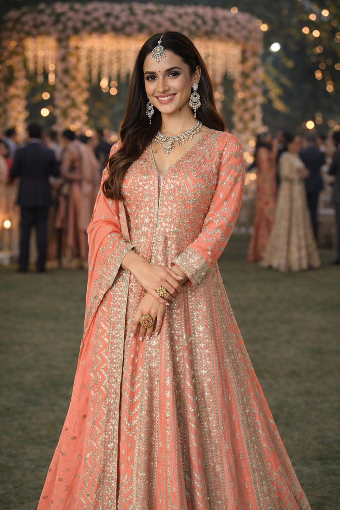 Noir Aura Gown Set Peach