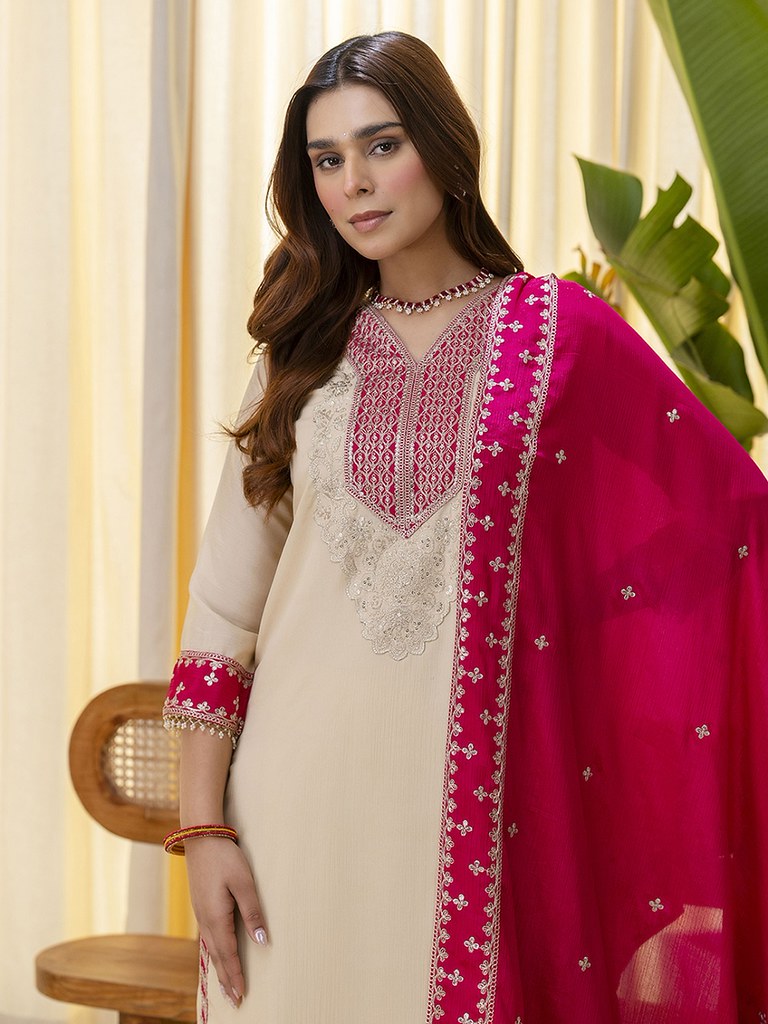 RustySilk Salwar Suits Cream