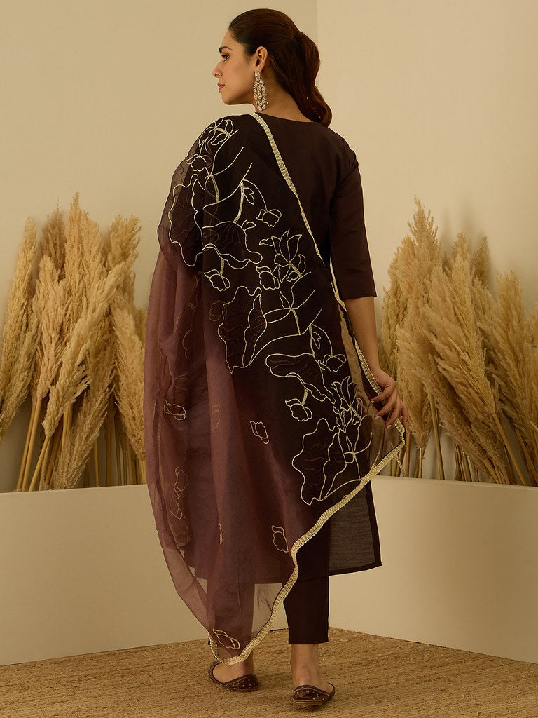 RustySilk Salwar Suits Brown