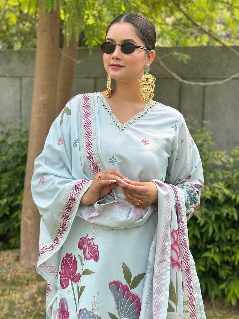 BlushCloud Salwar Suits Sky Blue