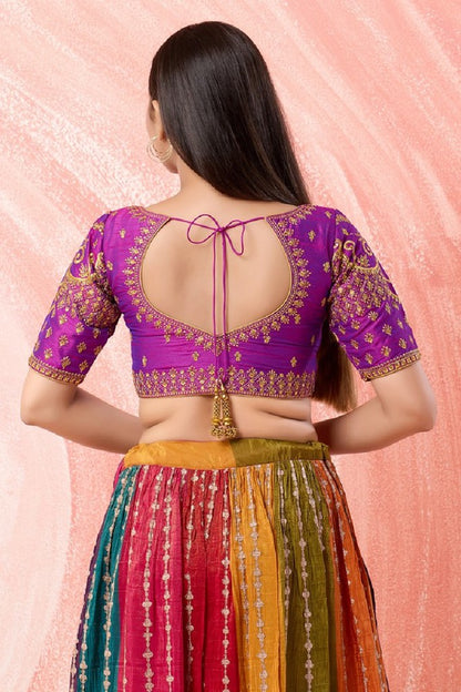 Designer Readymade Blouse Collection Dupion Silk Purple