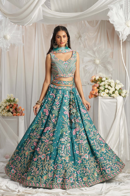 Traditional Wear Women's Heavy Lehenga Choli Collection Teal