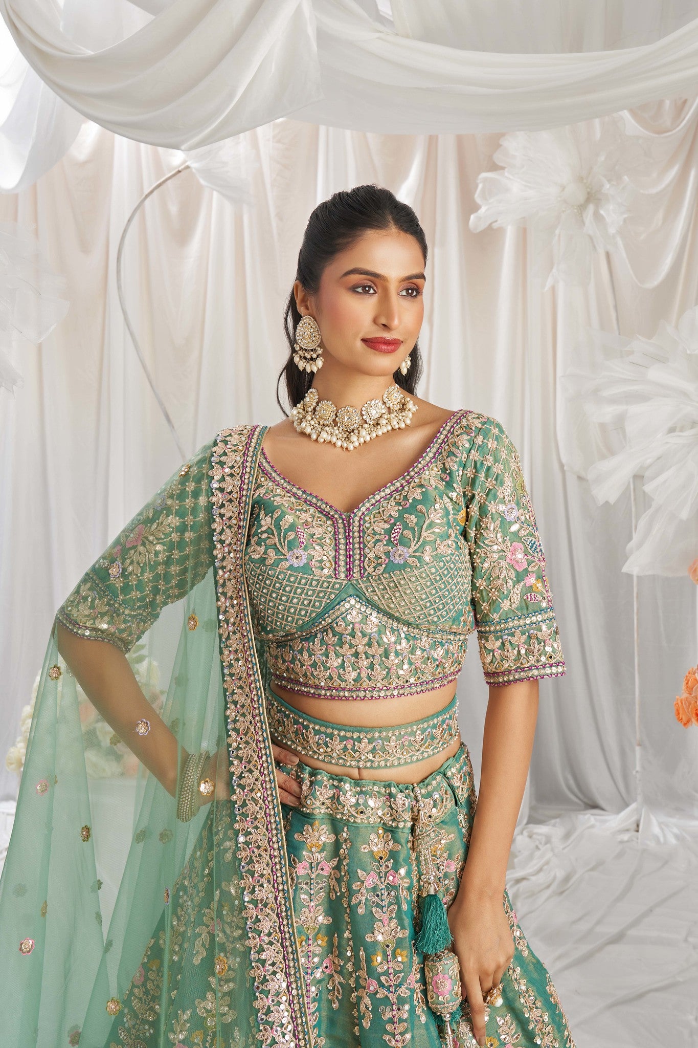 Traditional Wear Women's Heavy Lehenga Choli Collection Sea Green