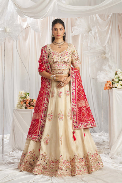 Traditional Wear Women's Heavy Lehenga Choli Collection Cream