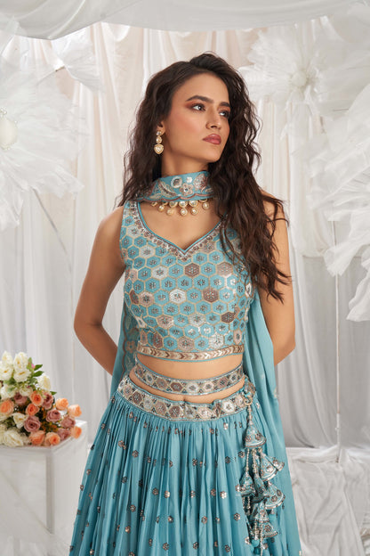 Traditional Wear Women's Heavy Lehenga Choli Collection Turquoise Blue