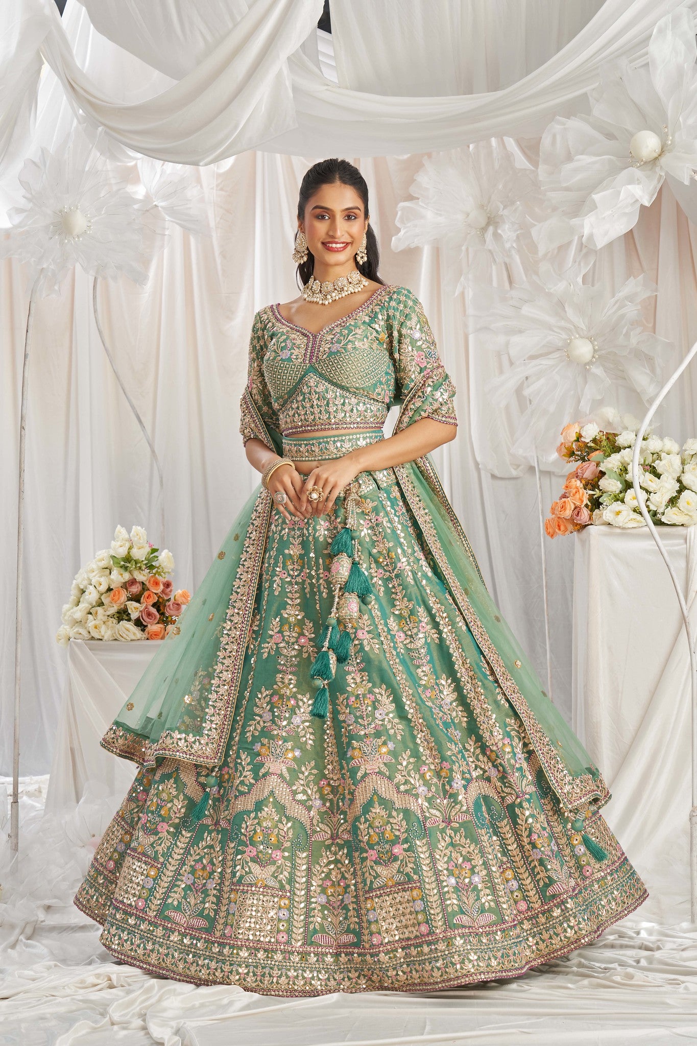 Traditional Wear Women's Heavy Lehenga Choli Collection Sea Green