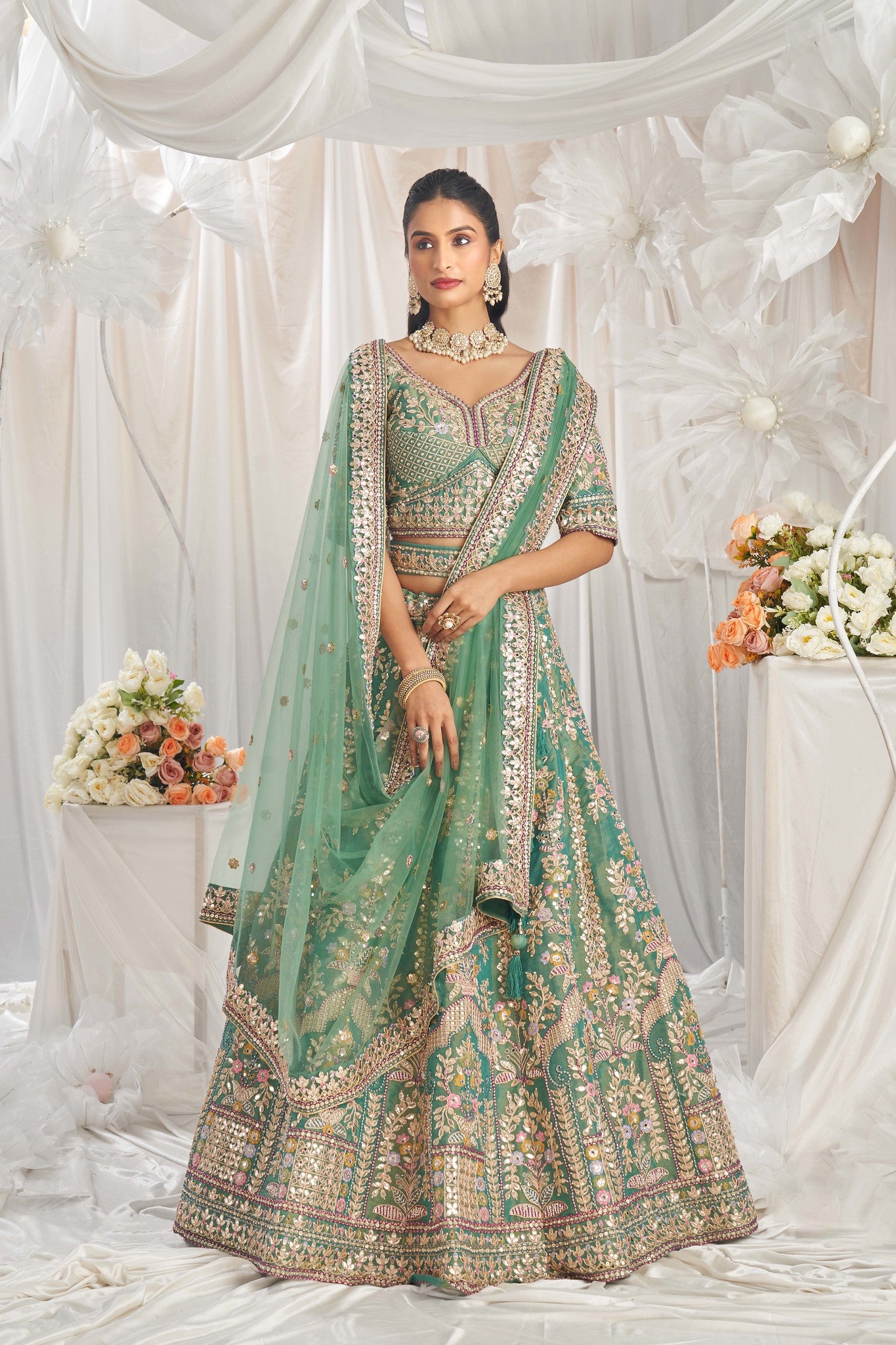 Traditional Wear Women's Heavy Lehenga Choli Collection Sea Green