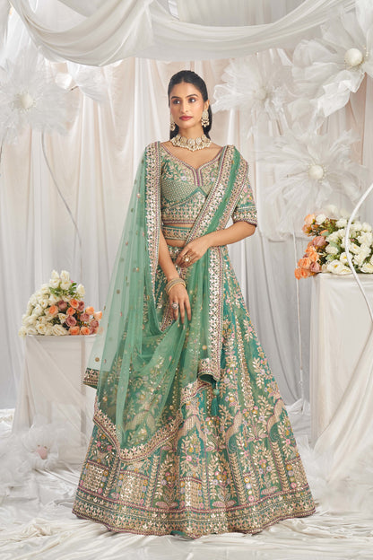 Traditional Wear Women's Heavy Lehenga Choli Collection Sea Green