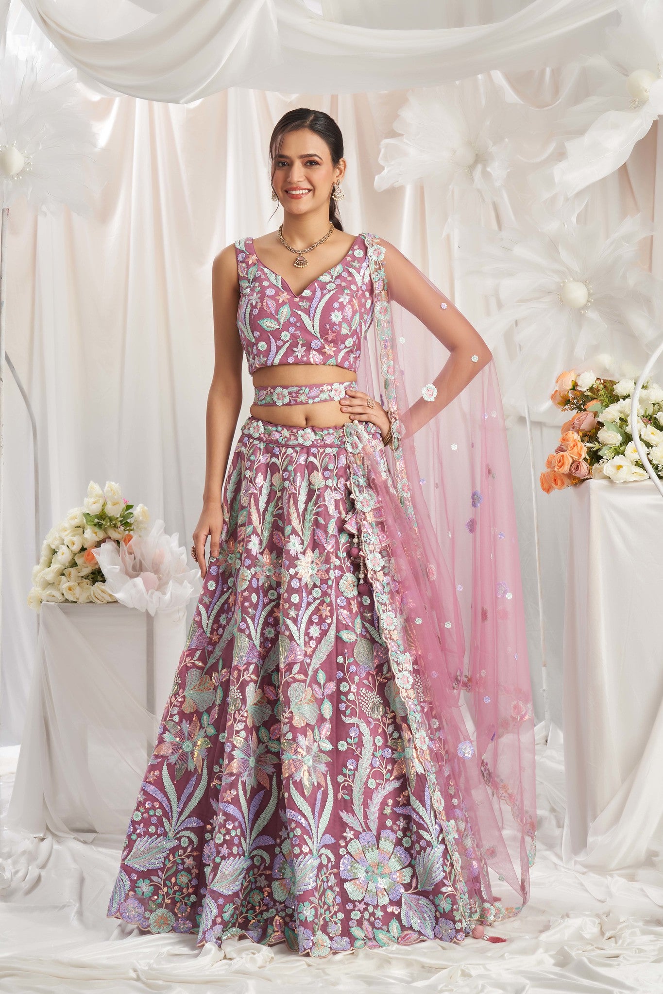 Traditional Wear Women's Heavy Lehenga Choli Collection Rose Gold