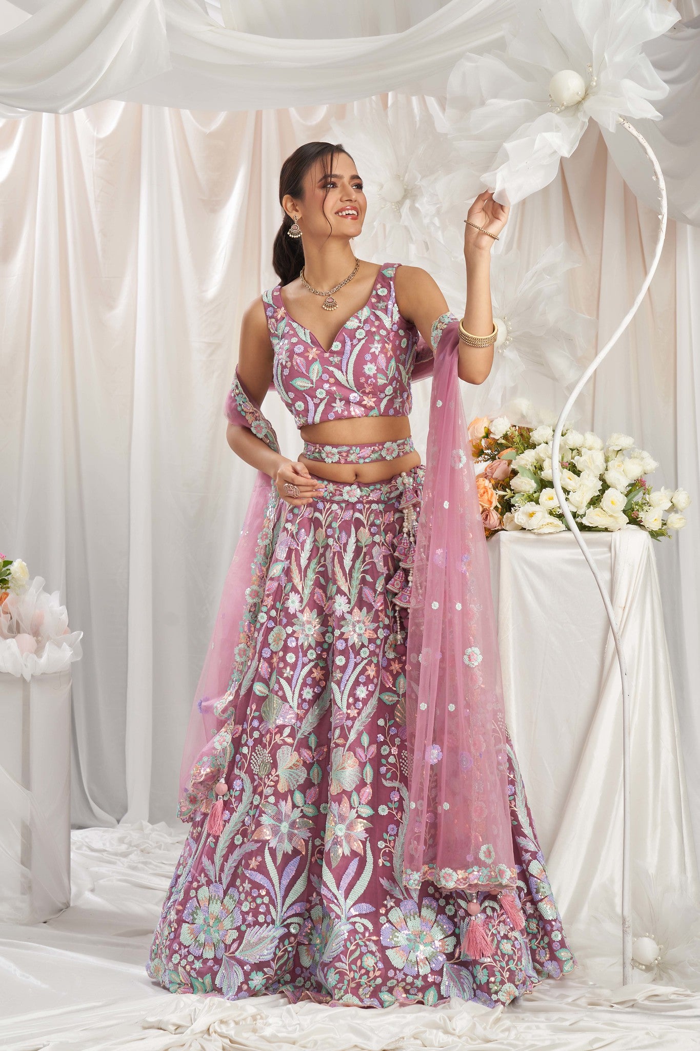 Traditional Wear Women's Heavy Lehenga Choli Collection Rose Gold