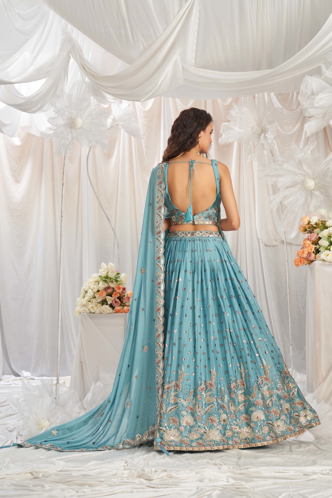 Traditional Wear Women's Heavy Lehenga Choli Collection Turquoise Blue