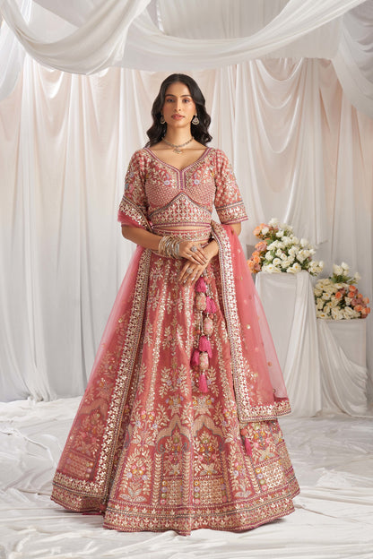 Traditional Wear Women's Heavy Lehenga Choli Collection Rose Gold