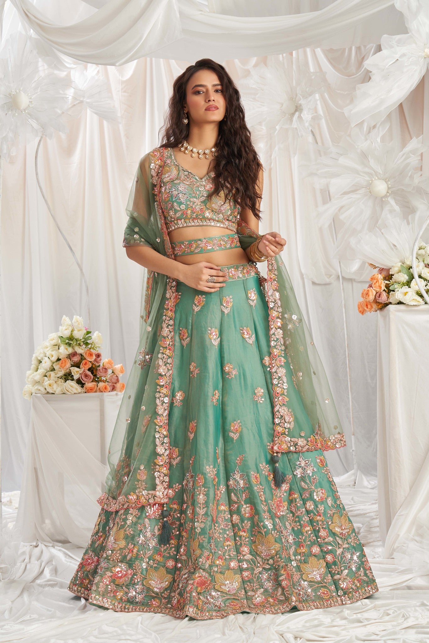 Traditional Wear Women's Heavy Lehenga Choli Collection Lime Green