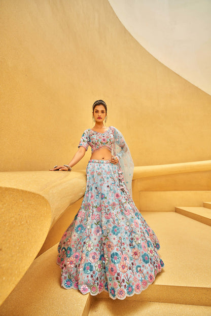 Traditional Wear Women's Heavy Lehenga Choli Collection Turquoise Blue