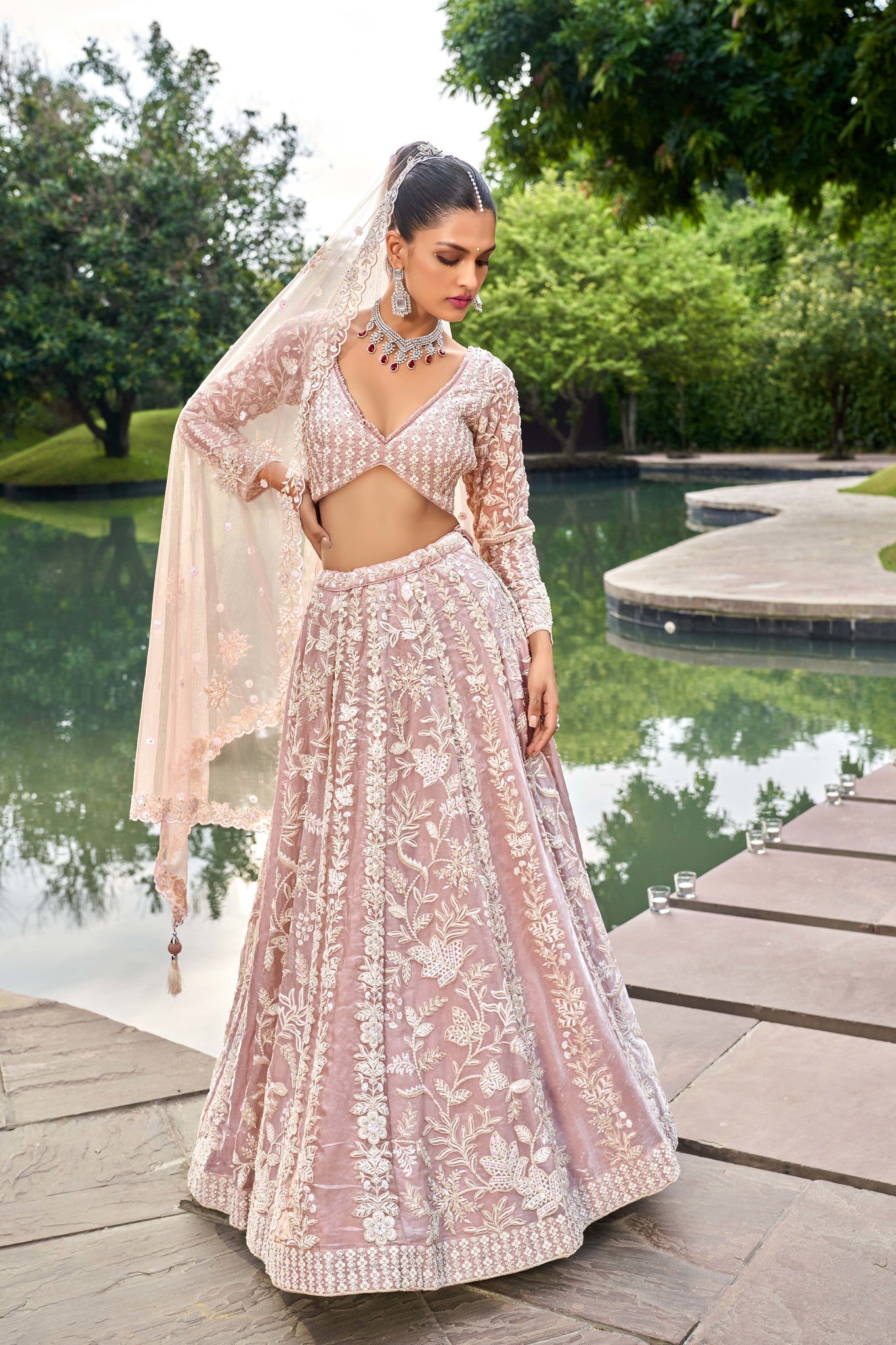 Traditional Wear Women's Heavy Lehenga Choli Collection Nude