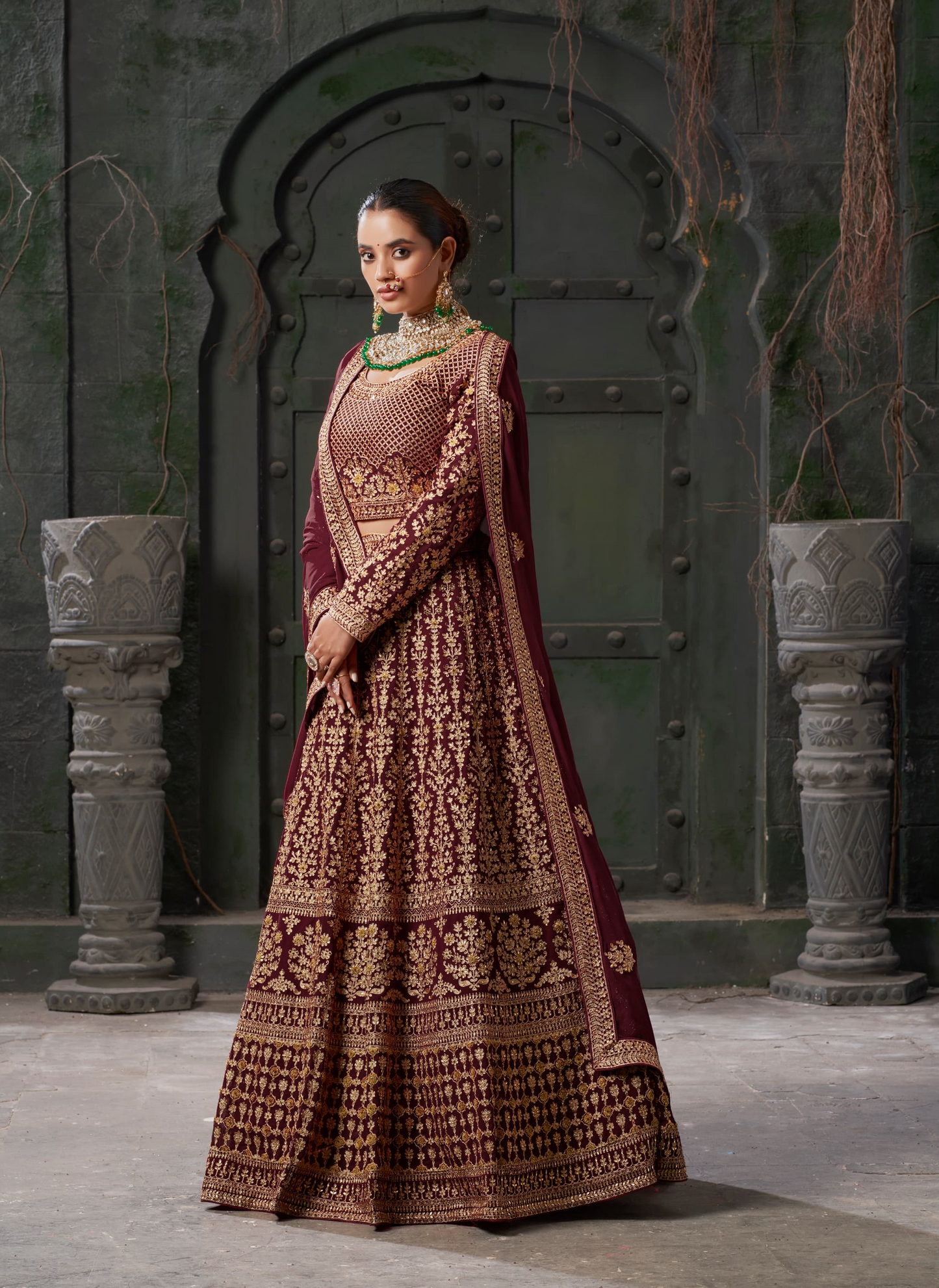 Heavy Wedding Wear Designer Lehenga Choli Collection Maroon