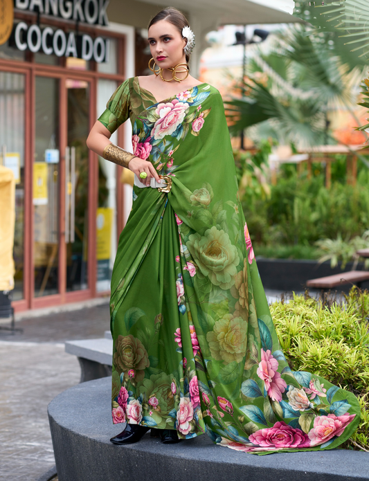 Traditional Functions Wear Saree Collection Green