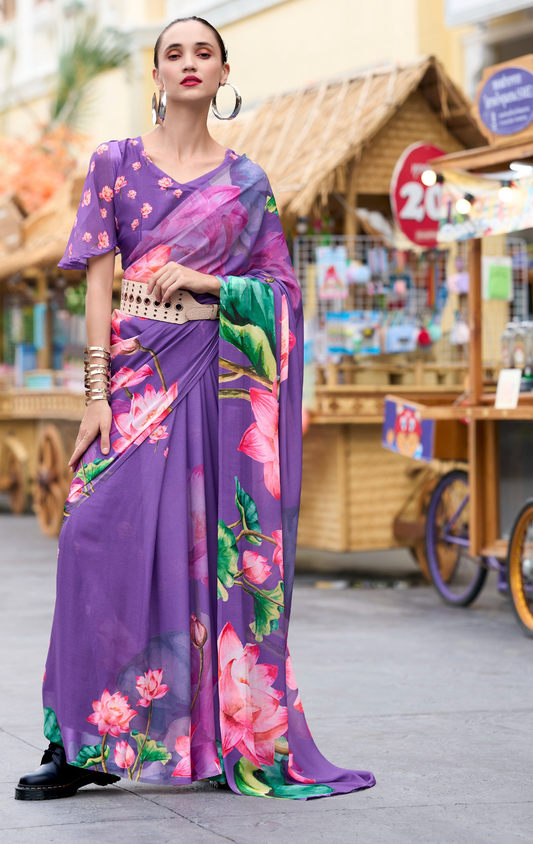 Traditional Functions Wear Saree Collection Purple