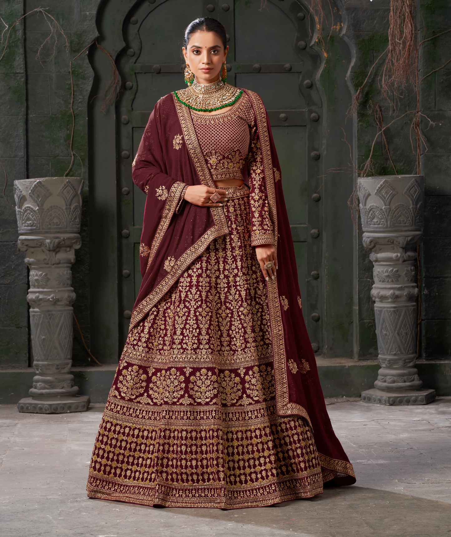 Heavy Wedding Wear Designer Lehenga Choli Collection Maroon