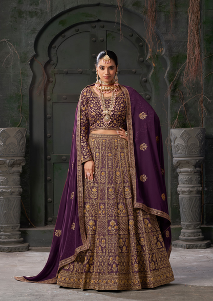 Heavy Wedding Wear Designer Lehenga Choli Collection Wine