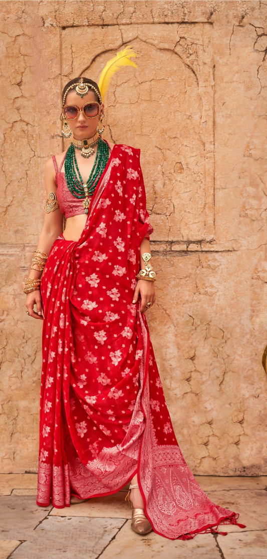 Traditional Functions Wear Saree Collection Red