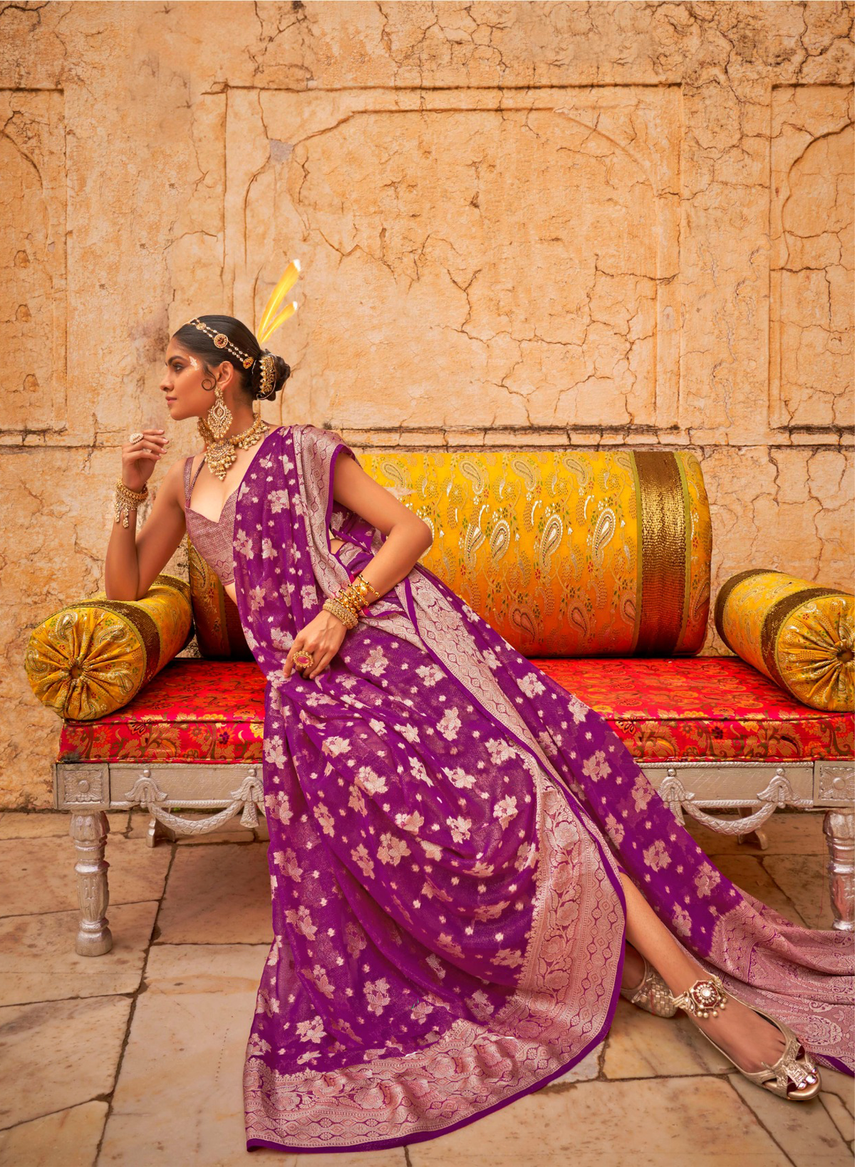 Single Color Function Sarees Traditional Functions Wear Saree Collection Purple – StyleCaret