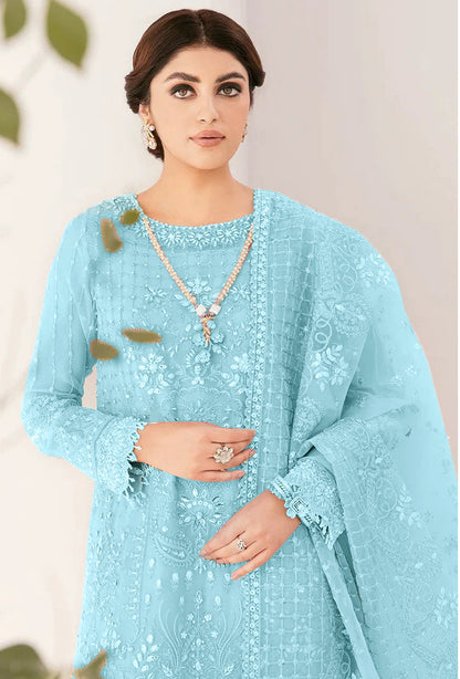 Traditional Designer Pakistani Salwar Suit Collection Sky Blue