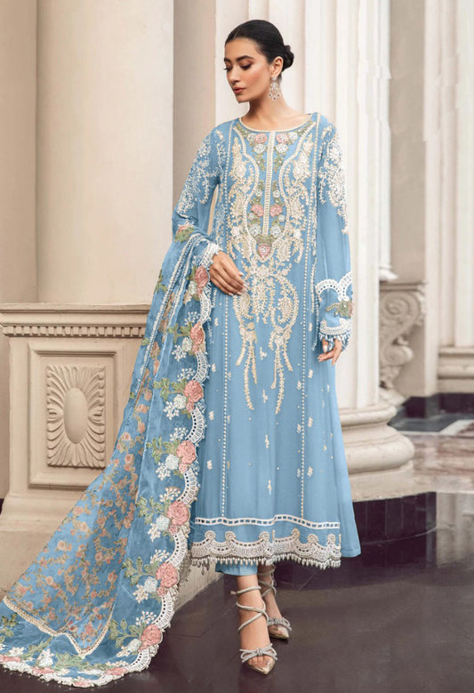 Traditional Designer Pakistani Salwar Suit Collection Sky Blue