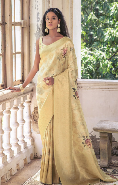 Single Color Function Sarees Traditional Functions Wear Saree Collection Light Yellow – StyleCaret