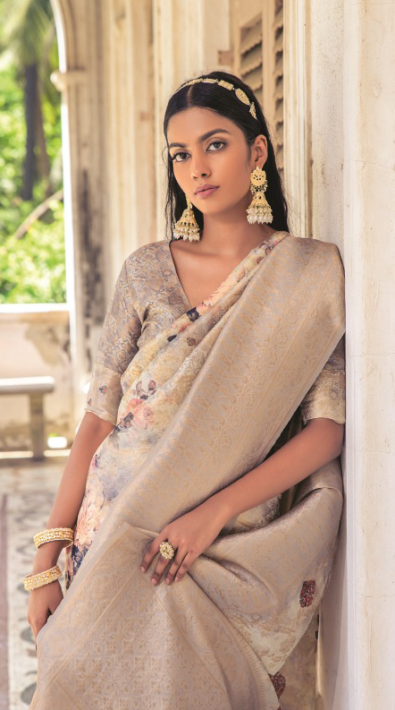 Single Color Function Sarees Traditional Functions Wear Saree Collection Cream – StyleCaret
