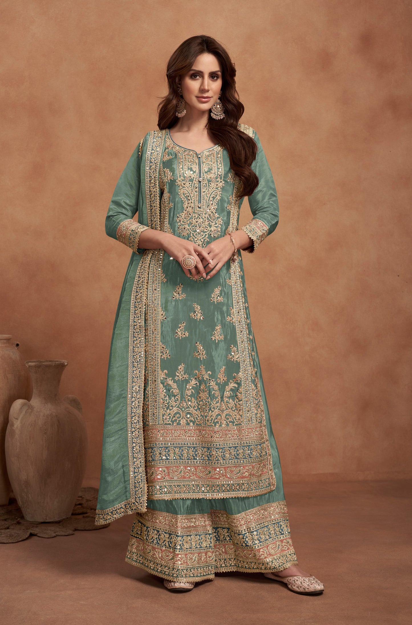 Classy Designer Heavy Salwar Suit Collection Sea Green