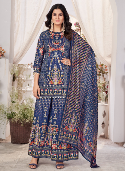 Traditional Designer Pakistani Salwar Suit Collection Navy Blue