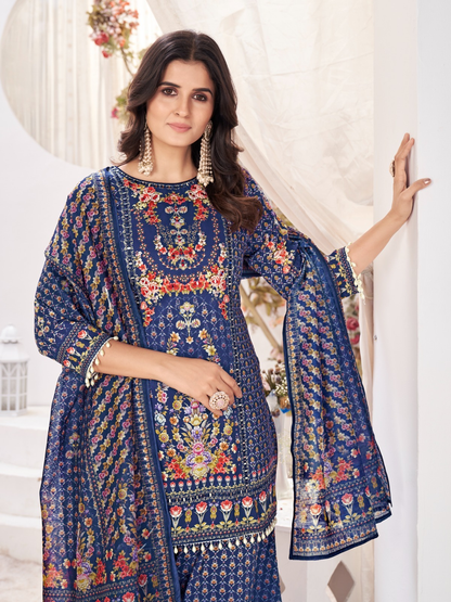 Traditional Designer Pakistani Salwar Suit Collection Navy Blue