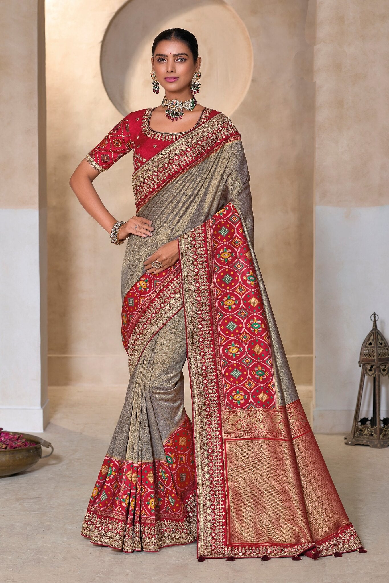 Kanjivaram Silk Saree Grey