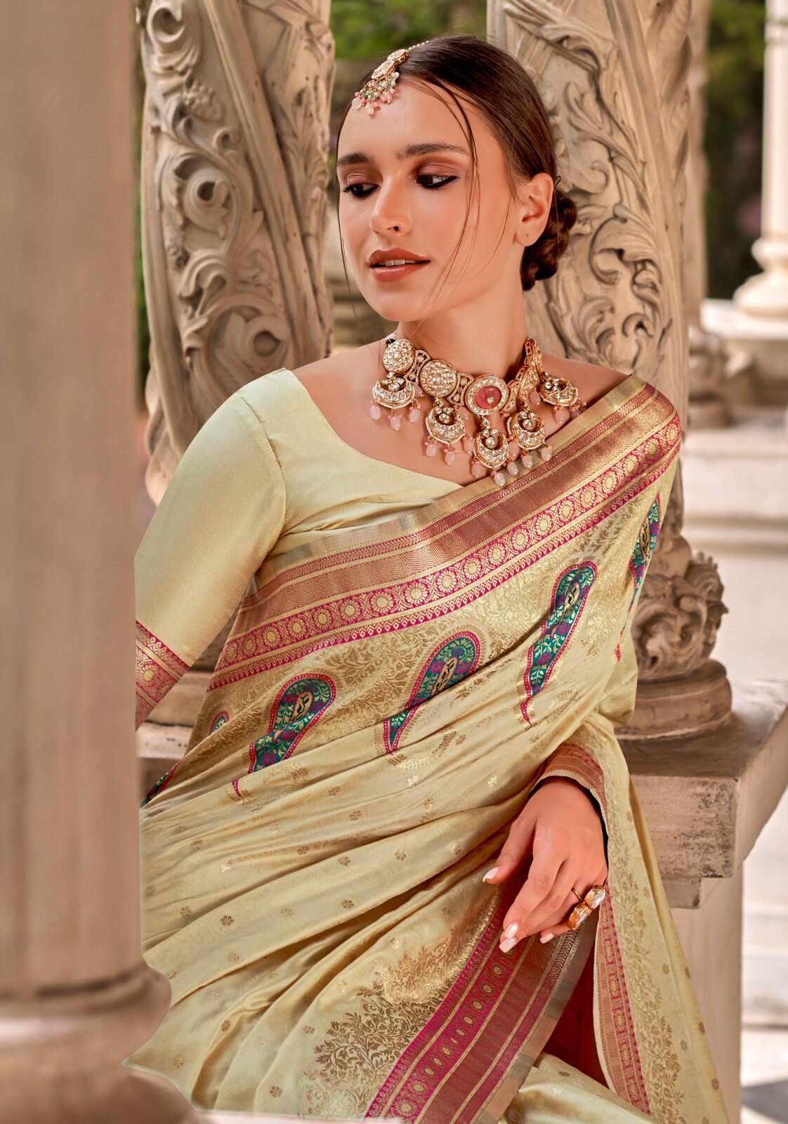 Festive Silk Saree Light Yellow